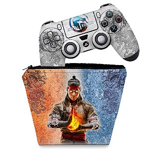 KIT Capa Case e Skin PS4 Controle - Mortal Kombat 1