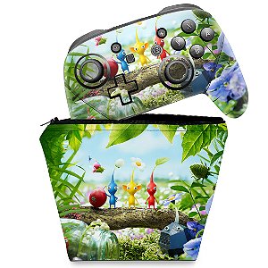 KIT Capa Case e Skin Nintendo Switch Pro Controle - Pikmin