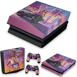 KIT PS4 Slim Skin e Capa Anti Poeira - GTA 6 VI