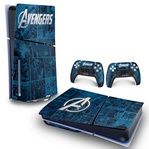 Skin PS5 Slim Horizontal - Avengers Vingadores Comics