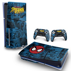 Skin PS5 Slim Horizontal - Homem-Aranha Spider-Man Comics