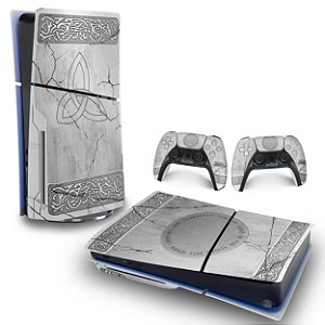 Skin PS5 Slim Horizontal - Mjolnir Thor Amor e Trovão