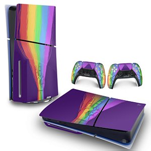 Skin PS5 Slim Horizontal - Rainbow Colors Colorido