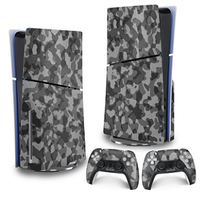 Skin PS5 Slim Vertical - Camuflado Cinza
