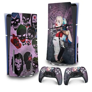 Skin PS5 Slim Vertical - Arlequina Harley Quinn