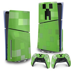 Skin PS5 Slim Vertical - Creeper Minecraft