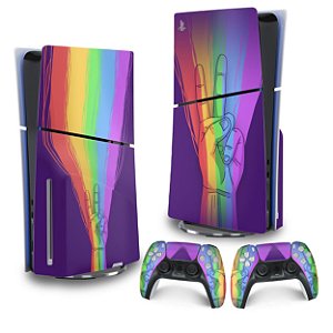 Skin PS5 Slim Vertical - Rainbow Colors Colorido