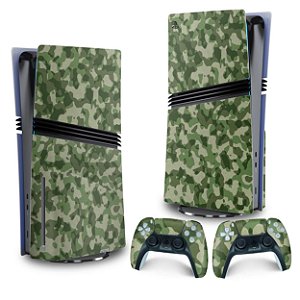 Skin PS5 Pro Vertical - Camuflado Verde