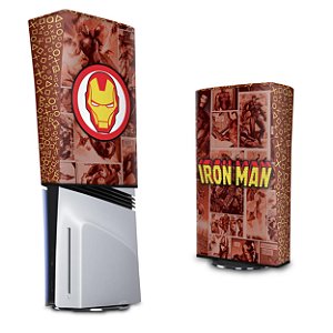 PS5 Pro Capa Anti Poeira Vertical - Homem De Ferro Comics