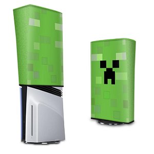 PS5 Pro Capa Anti Poeira Vertical - Creeper Minecraft
