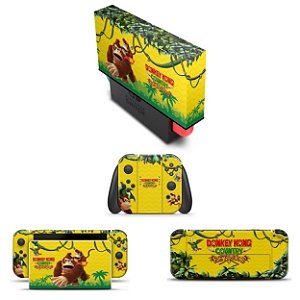 KIT Nintendo Switch Oled Skin e Capa Anti Poeira - Donkey Kong Country Returns