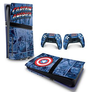 Skin PS5 Pro Horizontal - Capitão América Comics