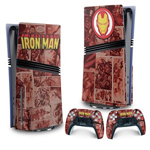 Skin PS5 Pro Vertical - Homem De Ferro Comics