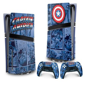 Skin PS5 Pro Vertical - Capitão América Comics