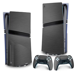Skin PS5 Pro Vertical - Aço Escovado Cinza