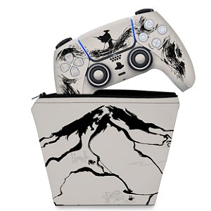 KIT Capa Case e Skin PS5 Controle - Ghost Of Yotei