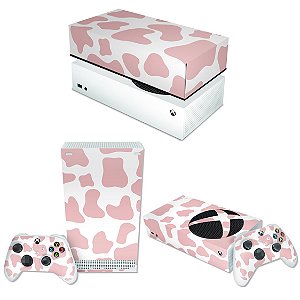 KIT Xbox Series S Skin e Capa Anti Poeira - Vaquinha Rosa