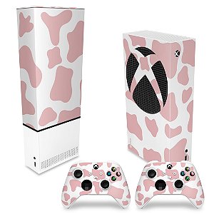 KIT Xbox Series S Capa Anti Poeira e Skin - Vaquinha Rosa