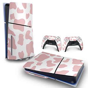 Skin PS5 Slim Horizontal - Vaquinha Rosa