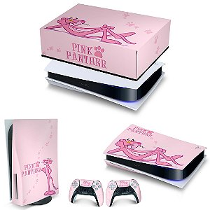 KIT PS5 Capa Anti Poeira e Skin - Pantera Cor de Rosa