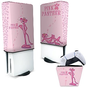 KIT Capa PS5 e Case Controle - Pantera Cor de Rosa