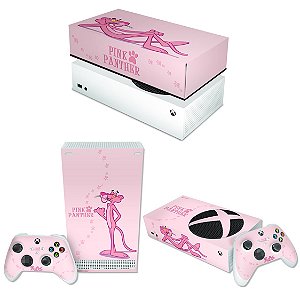 KIT Xbox Series S Skin e Capa Anti Poeira - Pantera Cor de Rosa