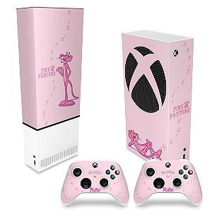 KIT Xbox Series S Capa Anti Poeira e Skin - Pantera Cor de Rosa