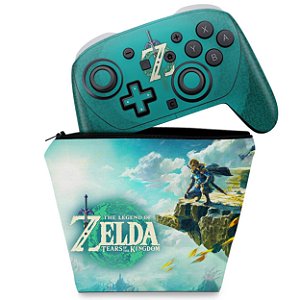 KIT Capa Case e Skin Anti-Rage Nintendo Switch 2 Pro Controle - Zelda Tears of the Kingdom