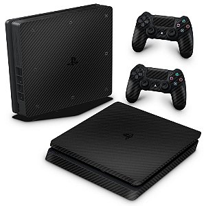 PS4 Slim Skin - Fibra de Carbono Preto