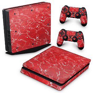 PS4 Slim Skin - Aquático Água Vermelha