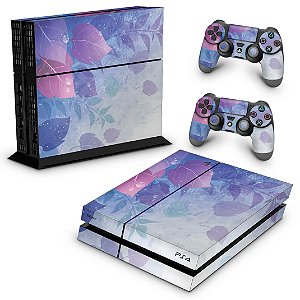 Ps4 Fat Skin - Folhas Lilás