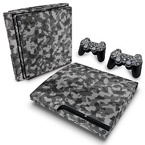 PS3 Slim Skin - Camuflado Cinza