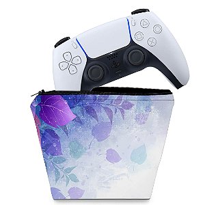 Capa PS5 Controle Case - Folhas Lilás