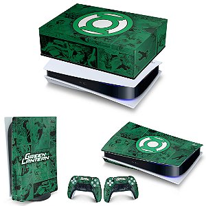 KIT PS5 Capa Anti Poeira e Skin -Lanterna Verde Comics