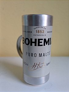 CANECA ARTESANAL DE ALUMINIO COM ALÇA BOHEMIA