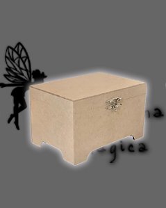 BAÚ RETANGULAR COM PÉ E FECHO MÉDIO MDF CRU