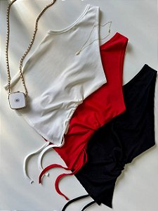 Blusa em Ribana Ombro Único e Assimétrica Lilian Ref. 1856