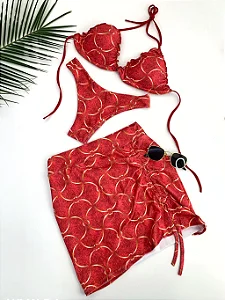 Conjunto Feminino Biquíni e Saia Curta Regulável Ibiza Ref. 1353