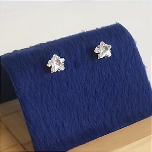 BRINCO PONTO DE LUZ ESTRELA ZIRCÔNICA 8MM BANHADO OURO 18K