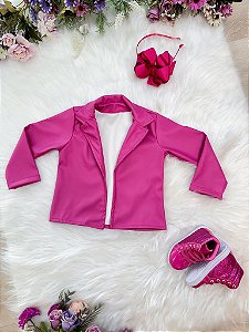 Jaqueta infantil Pink Com Forro Luxo Couro Sintético