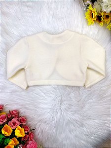 Bolero Infantil Marfim Soft Luxo Com Botão