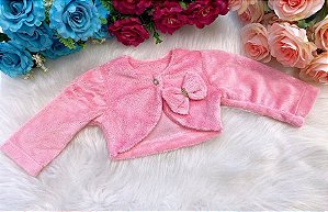 Bolero Rosa Chiclete com Enfeite de Lacinho