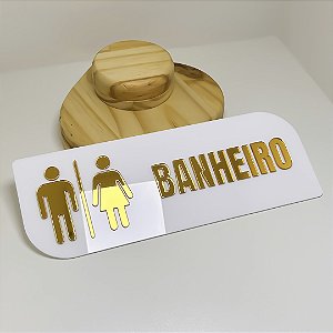 Placa sinalização banheiro acrílico espelhado
