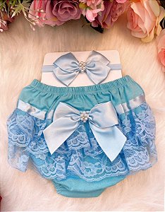 Kit Bunda Rica Azul Bebê/Calcinha