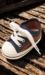 Tenis de bebe Starzinho listra (Jeans/Marrom) - sapatinho de bebê