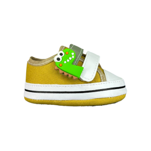 Tenis de bebe menino Starzinho Bege com verde tenis de Dinossauro - sapatinho de