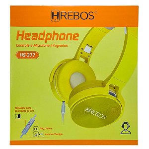 Fone Hrebos Headphone Com Fio Controle E Microfone Integrado HS-377
