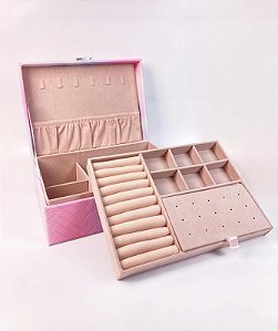 Maleta Porta Joias Com Chave Em Material Sintético E Veludo SSH17-6-210