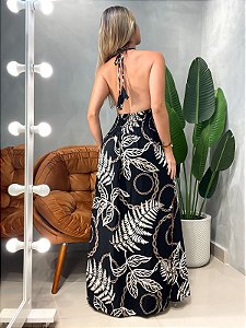 Vestido Longo em Viscose Frente Única Estampado Angélica Ref. 1877