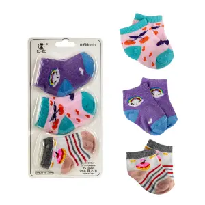 Kit 3 pares de meias Bebê - 4901 Cores Sortidas